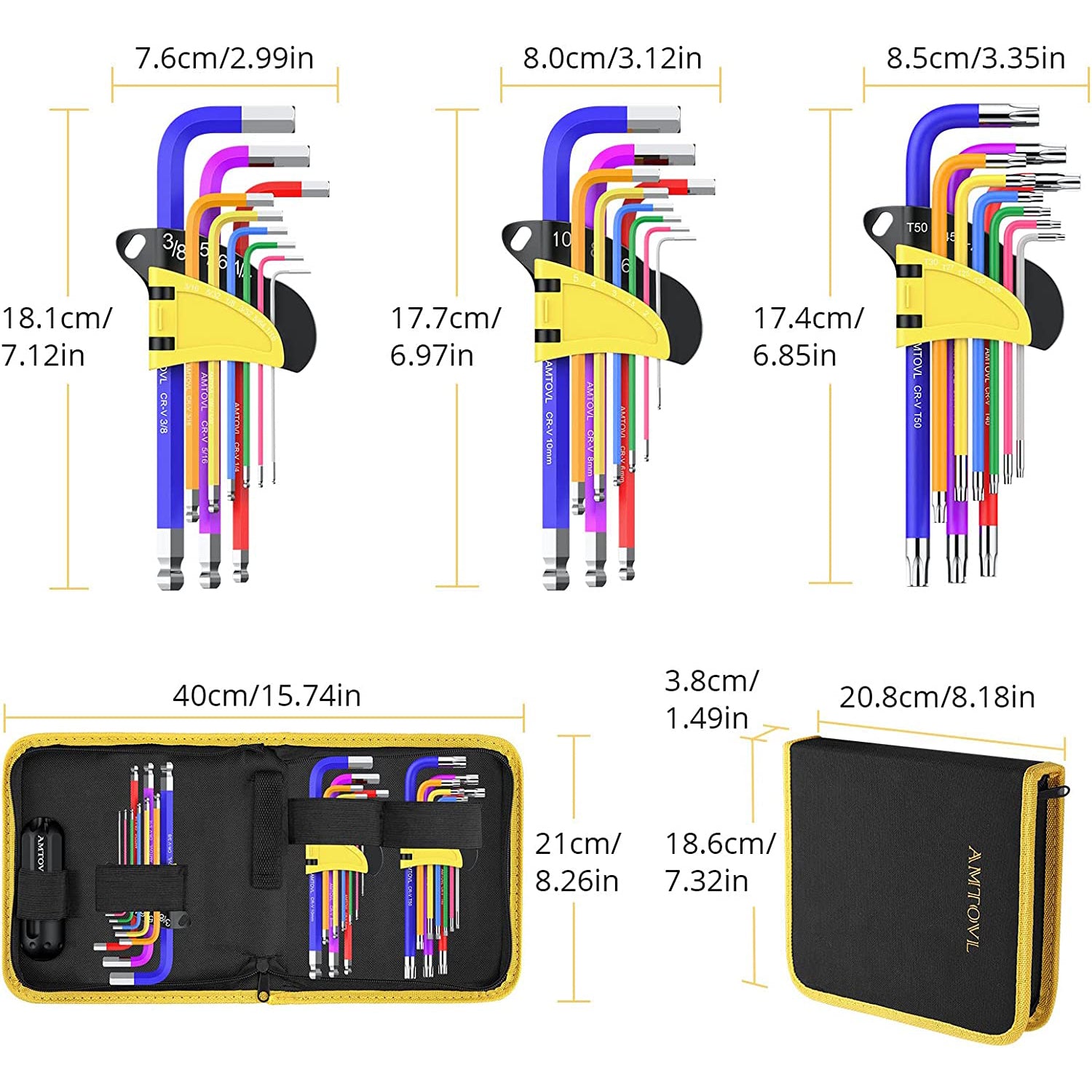 AMTOVL 27PCS Allen Key Set, Metric SAE Allen Wrenches Set with T-Handl ...