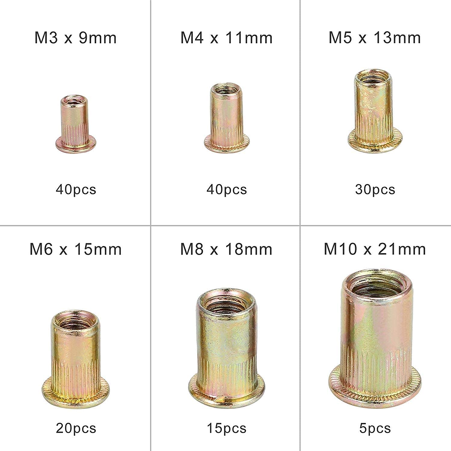 Rivet Nuts 150 pcs Rivet Nuts Blind Rivet Nuts Rivet Assortment Set M3 ...