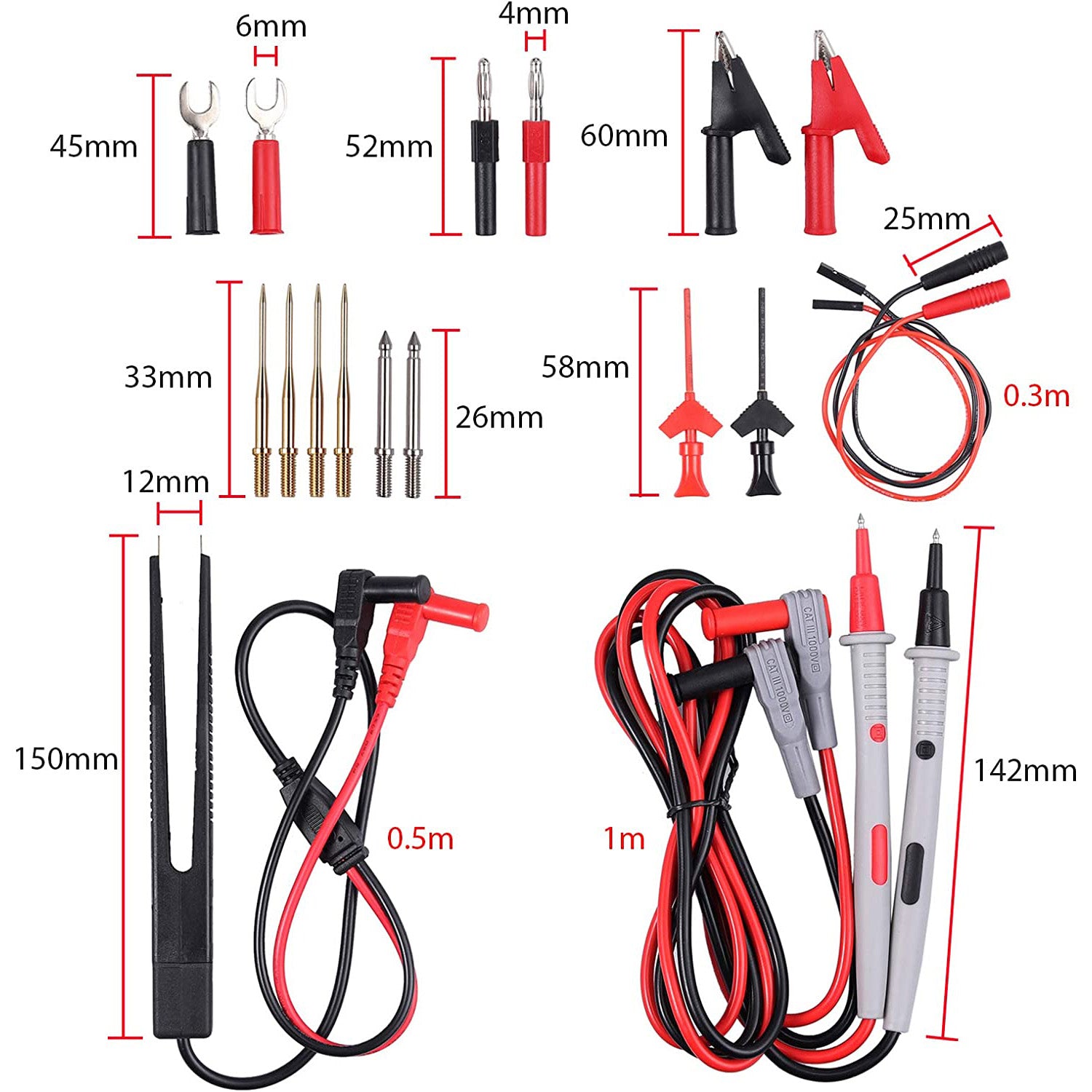 AMTOVL 21 in-1 Electrical Multimeter Test Lead With Alligator Clips ...